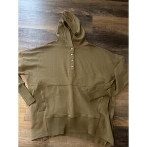 Bucket List 1/4 Snap Pullover Olive Green Ribbed Trim Large